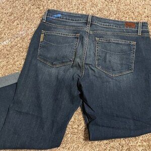 PAIGE Dark Wash Hemmed Jimmy Jimmy Crop Sz 30
